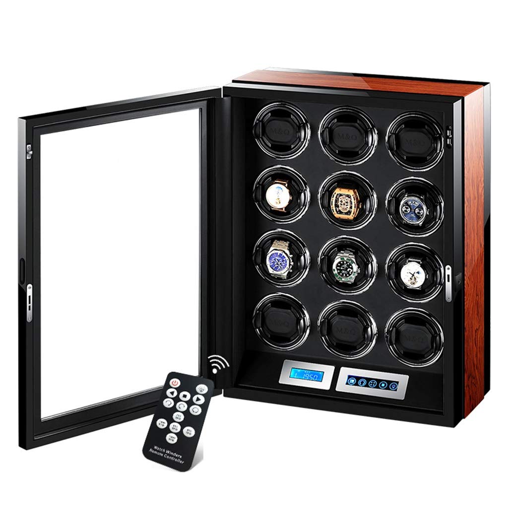 LXMQEF Avvolgitori per Orologi di Lusso Display Touch Screen LCD Automatico, con Telecomando Illuminazione a LED incorporata, 12 spazi di avvolgimento alimentati da Un Motore Estremamente Silenzioso