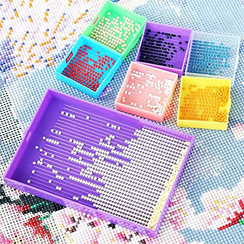 Diamond Painting Art Accessories and Tools Kit, Diamond Painting Trays Organizer with Diamond Painting Pens Kits, Screw Thread Roller and Metal Pen Tips, Rhinestone Tray Sorter for DIY Craft (Purple)