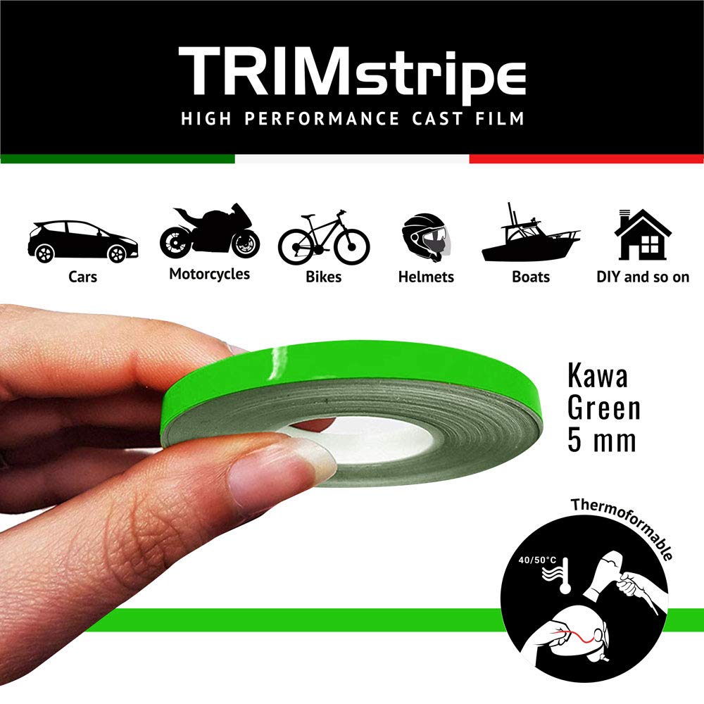 4R Quattroerre.it Strisce Adesive per Auto Kawa Verde 5mm x 10mt