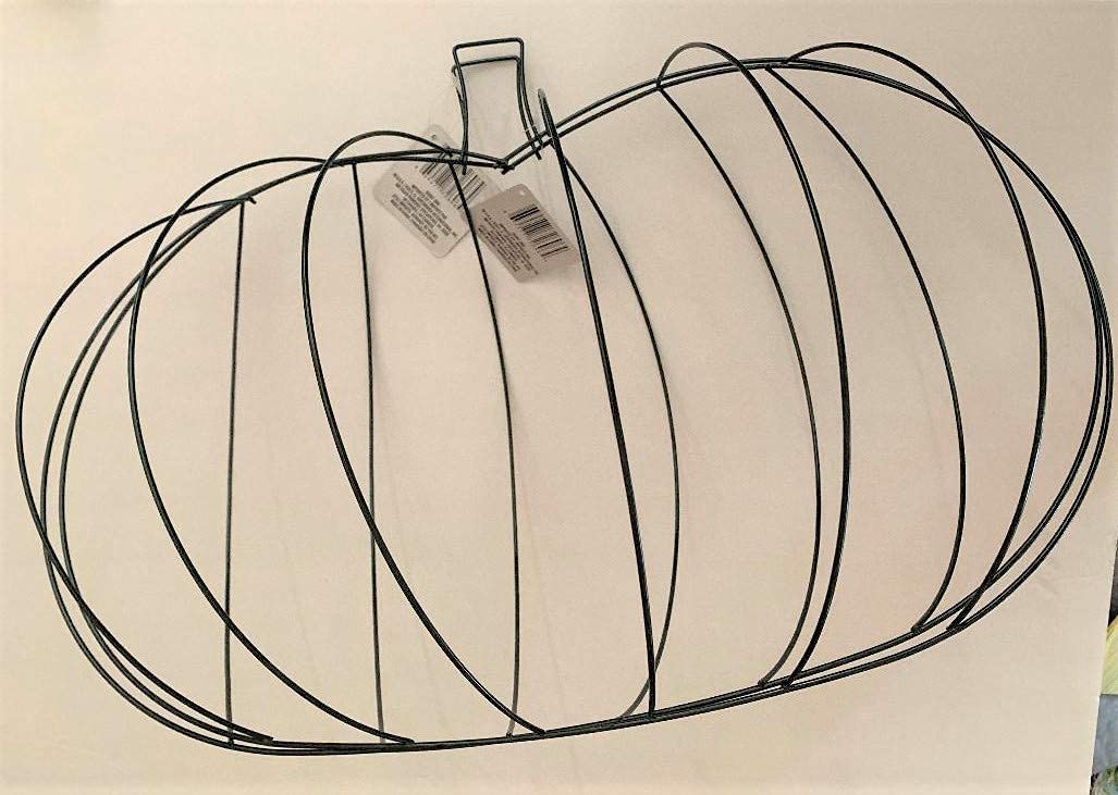 Greenbriar Steelpangal ~ (2) Rounded 3D Metal Wire Pumpkin Wreath Forms 13" L x17.6 H x 4.5" D. Fall Autumn Halloween Door Hanging Succulents Vine Centerpiece Living Display •Bonus Raffia