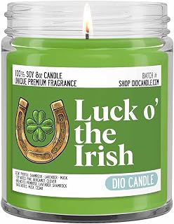 Luck of the Irish Scented Candle - Smells Like Shamrock - Lavender - Musk - 100% Naturally Vegan Soy and Premium Fragrance | Great Gift | Handmade in Denver, Colorado (8oz Glass Jar)