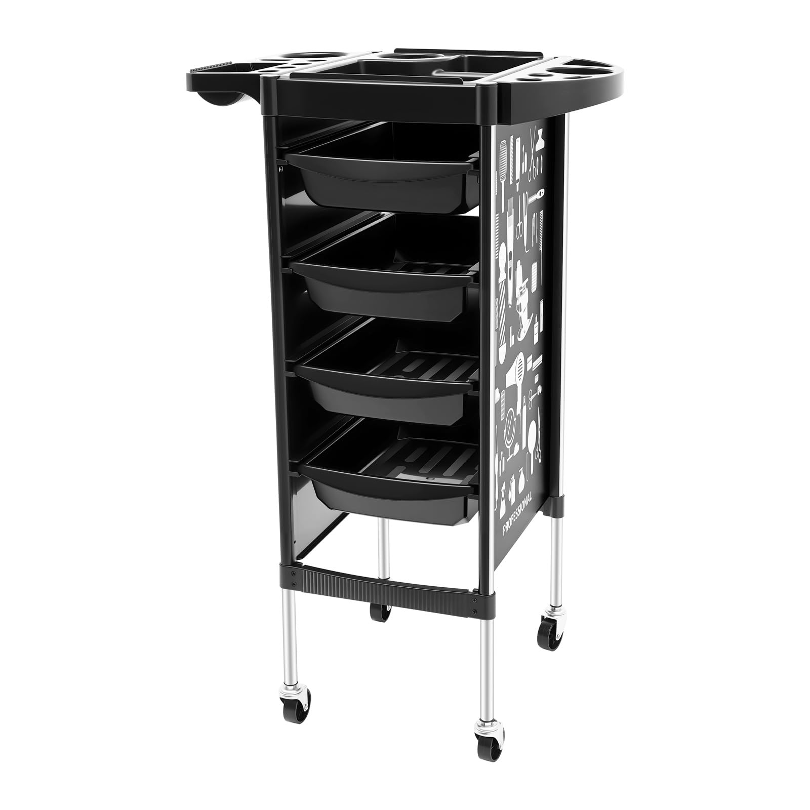 Bedienungswagen Friseur Arbeitswagen Drehbar Multipurpose Friseurwagen Beauty Salon Trolley Zubehör Aufbewahrung Schrank mit Schubladen und Rollen Multi Schublade Freistehende Möbel