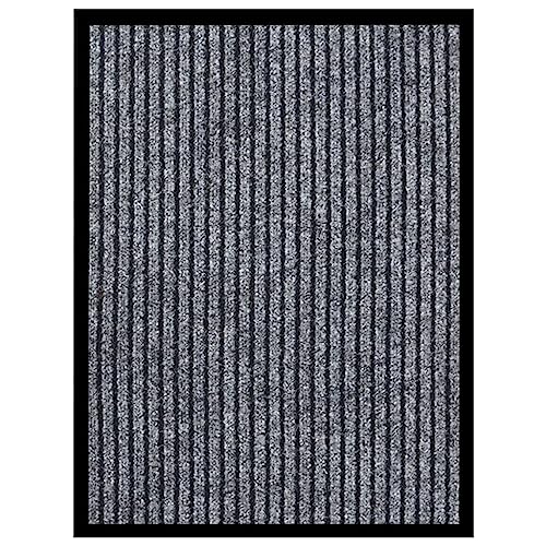 Tapis d'entrée Absorbant et grattant paillasson rayé gris antidérapant 40x60 - 2