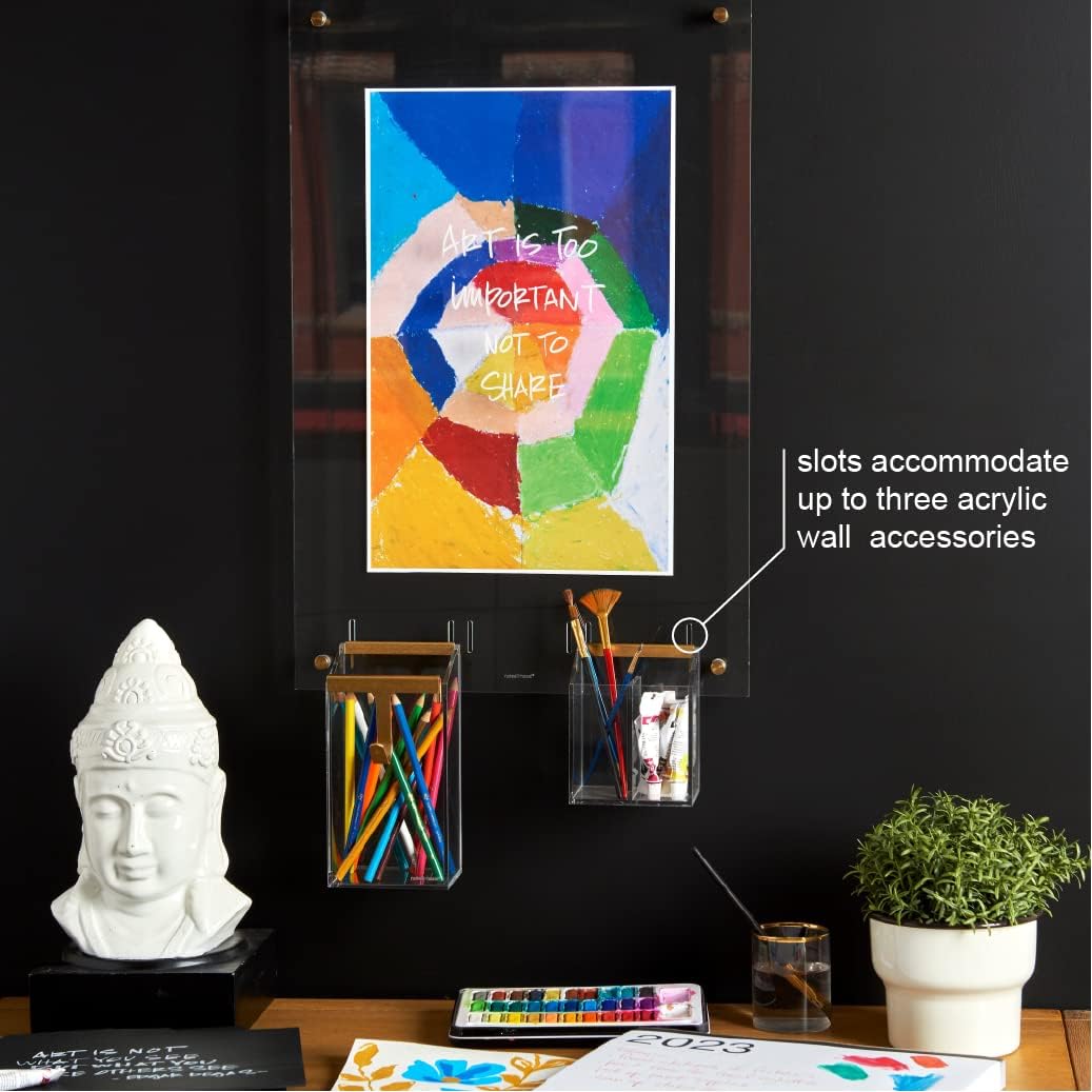 russell+hazel Acrylic Wall Memo Board, Home and Work Office Supplies, 15.75” W x 24” L x 0.25” H, with 2 Markers, Clear (62858)