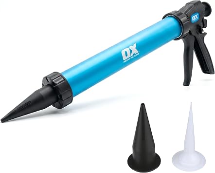OX Professional Sausage Caulking Gun 20-Ounce Manual Sausage Gun - Dual Thrust 121 & 241 Ratio for Adhesive & Sealant - Pistola De Caulking