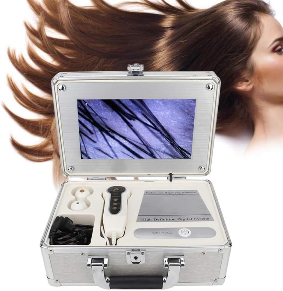 GTHTUHFD Hair and Scalp Analyser, 50X 200X Hair Follicle Detector, Skin Scalp Diagnostic Instrument with 10.1-Inch Display Screen, Real-Time Imaging, Photography and Video Recording