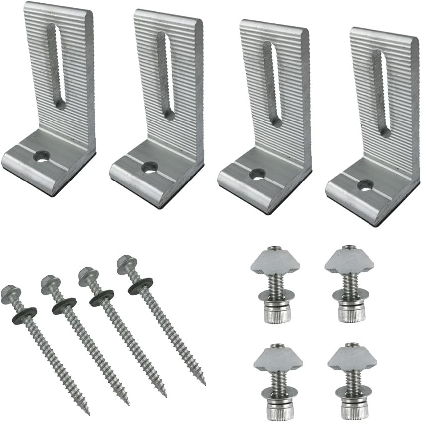 Smarkey Solar Panel Mounting L Bracket 4 Units for RV Boat Off Grid Roof, Support 10w/20w/50w/80w/100W Solar Panel