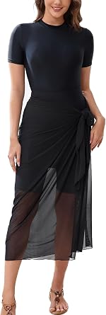 IBAKOM Muslim Burkini for Women 4 Pieces Short Sleeve Swim Shirt Swim Short Swim Skirt Modest Islamic Swimsuit with Sarong