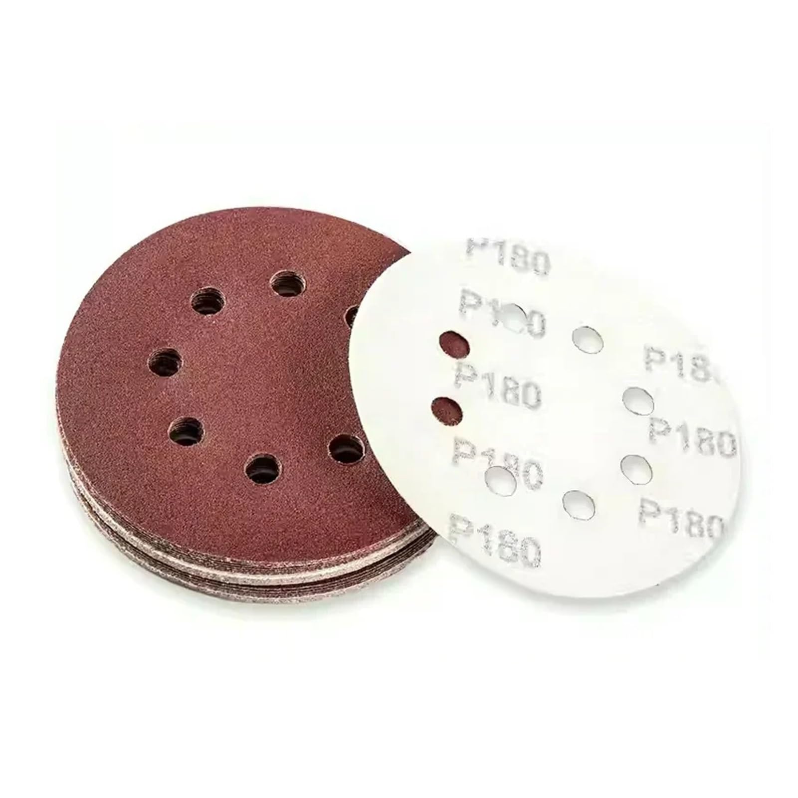 100 pz 5 pollici 125.0mm 8 fori Hook Loop dischi abrasivi carta vetrata 240 400 grana for levigatrice orbitale casuale Per levigatrici(Red-p800)