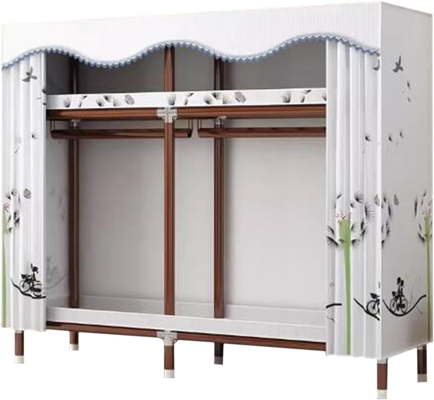 Portable Wardrobe Closet Steel Tube Frame Closet with Hanging Rod Clothes Closet Cloth Cover Wardrobe Simple Wardrobe Closet