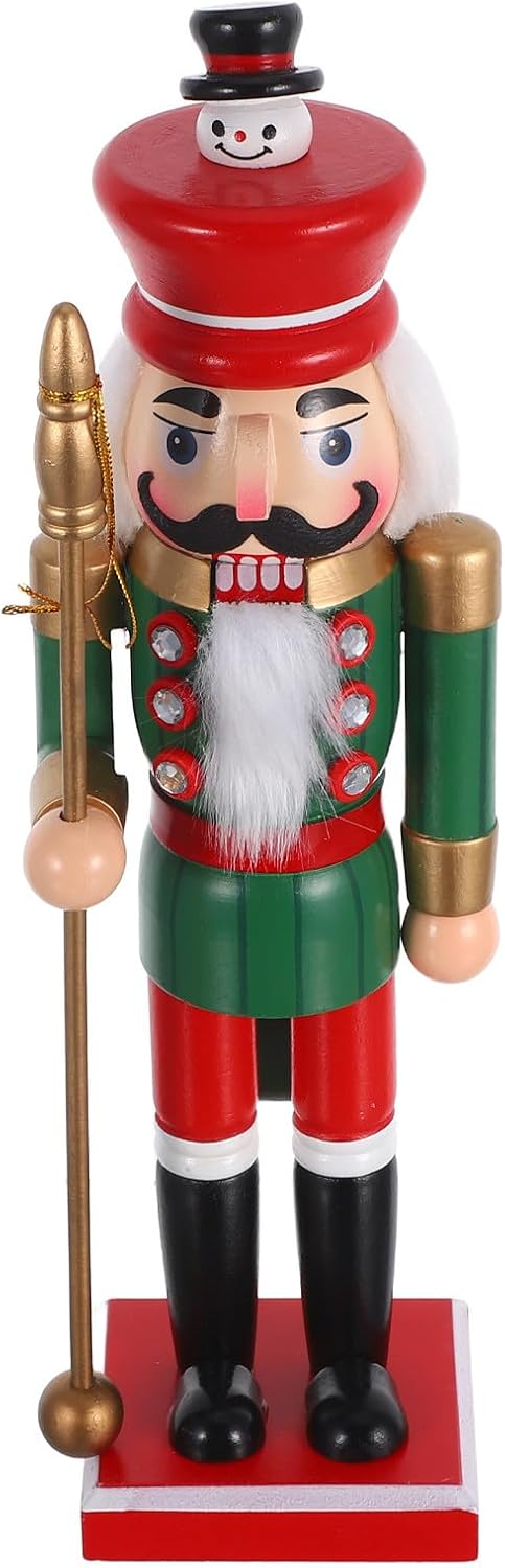 Christmas Soldier Figurines Wooden Nutcracker Puppet Statue Holiday Soldier Decoration Desktop Ornament for Home Office Living Room Bedroom Decor