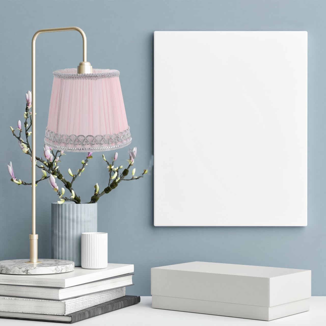 KALLORY Chiffon Pleated Lampshade Replacement, Small Fabric Lamp Shade | Cover with Elegant Trim, Decorative Light Shade for Table Lamp, Pendant Light, Floor Lamp and Wall Sconce Fixtures