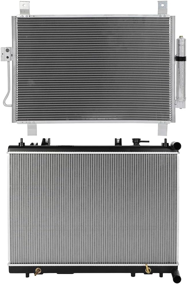 SCITOO Automotive Engine Radiator x1 + Condenser x1 Compatible with 2013 for INFINITI for JX35 3.5L 2014-2017 for QX60 2.5L 2014-2018 for QX60 3.5L 2014 for Nissan for Pathfinder 2.5L