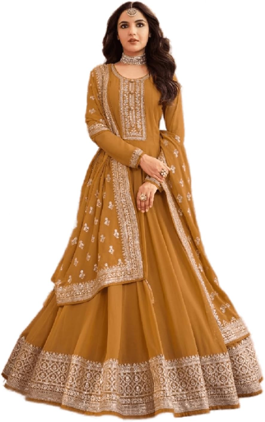 Women's Georgette Embroidery Anarkali Suit Set Indian Pakistani Salwar Suit Wedding Ethnic Dress Ready to Wear