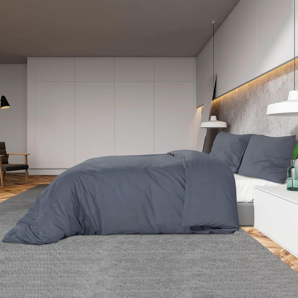 Generico Set Copripiumino Antracite 155x220 cm in Cotone,Casa e Giardino,Biancheria,Lenzuola e Coperte,Copripiumini-136087