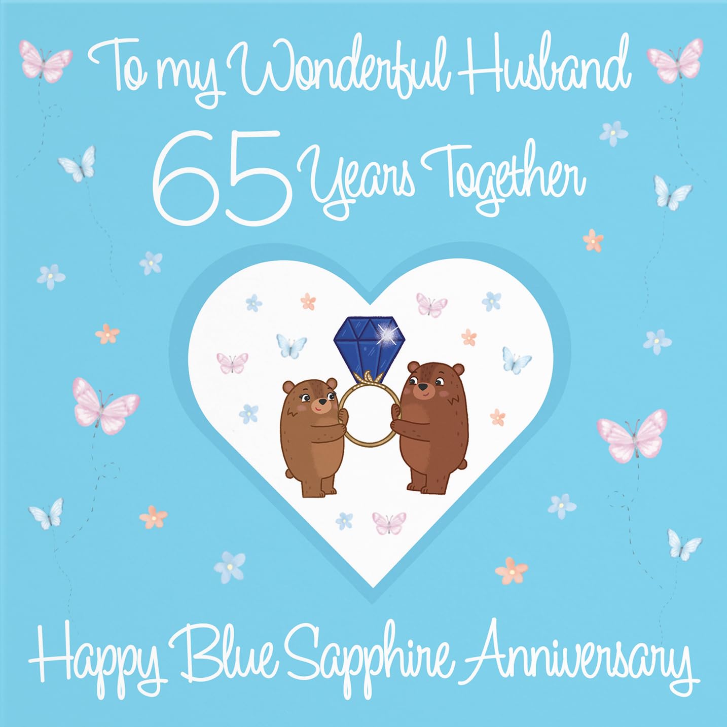 Hunts England, Husband 65th Anniversary Card, 65 Years, Blue Sapphire Anniversary, Romantic Meadows, Fun Card - Image 2