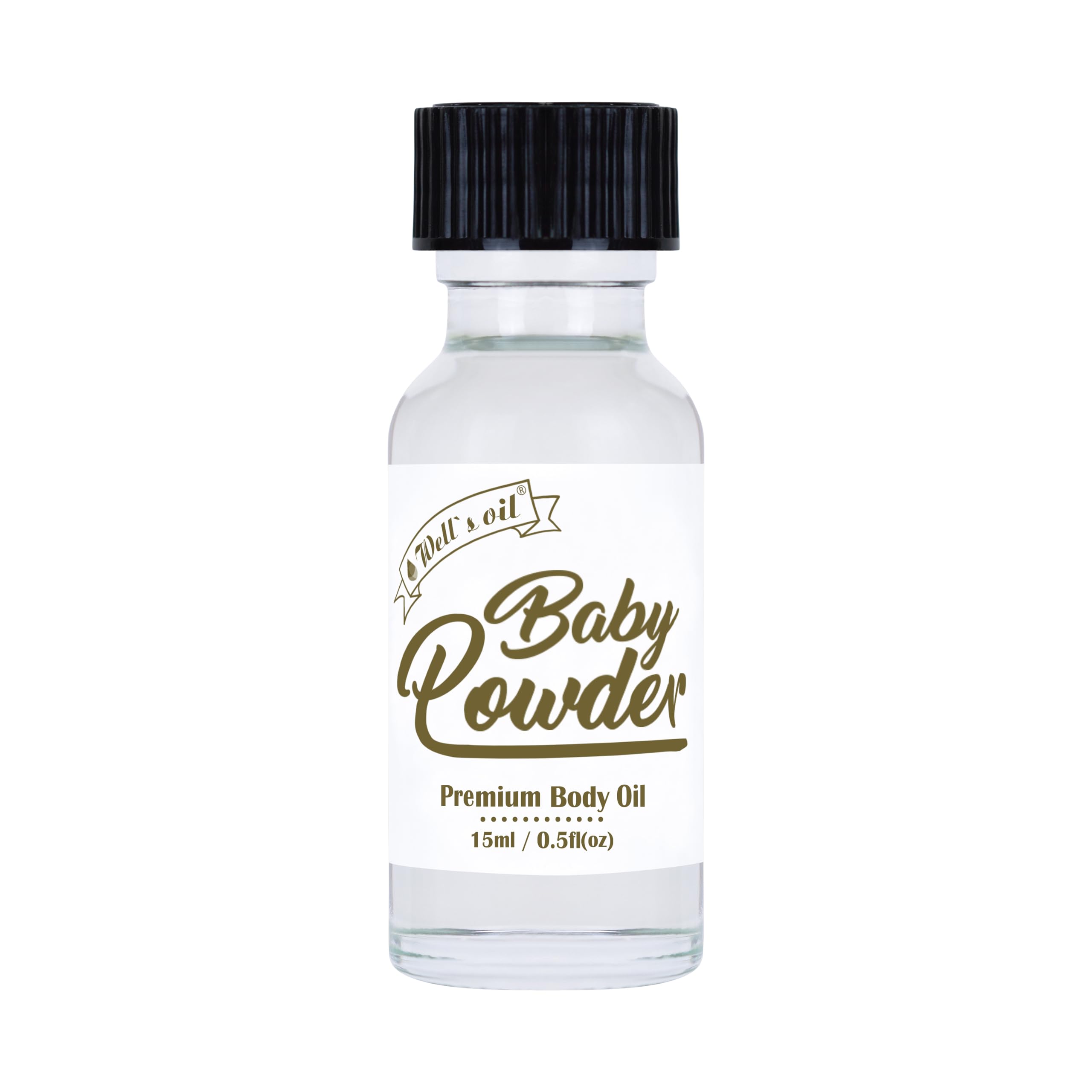 Well's Oil Perfume Oil - Baby Powder | Notes of Powdery Musk & Vanilla | Long-Lasting | Paraben-Free (0.5 Fl Oz / 15 ml)