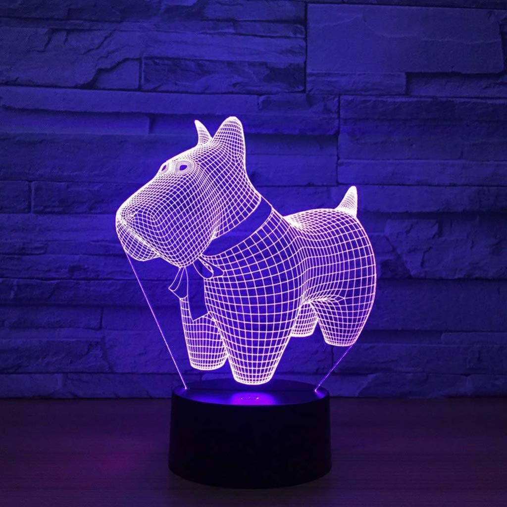 Veilleuse, adorable chien 3D lampe LED 7 couleurs changeantes animaux 3D veilleuse pour enfants jouet