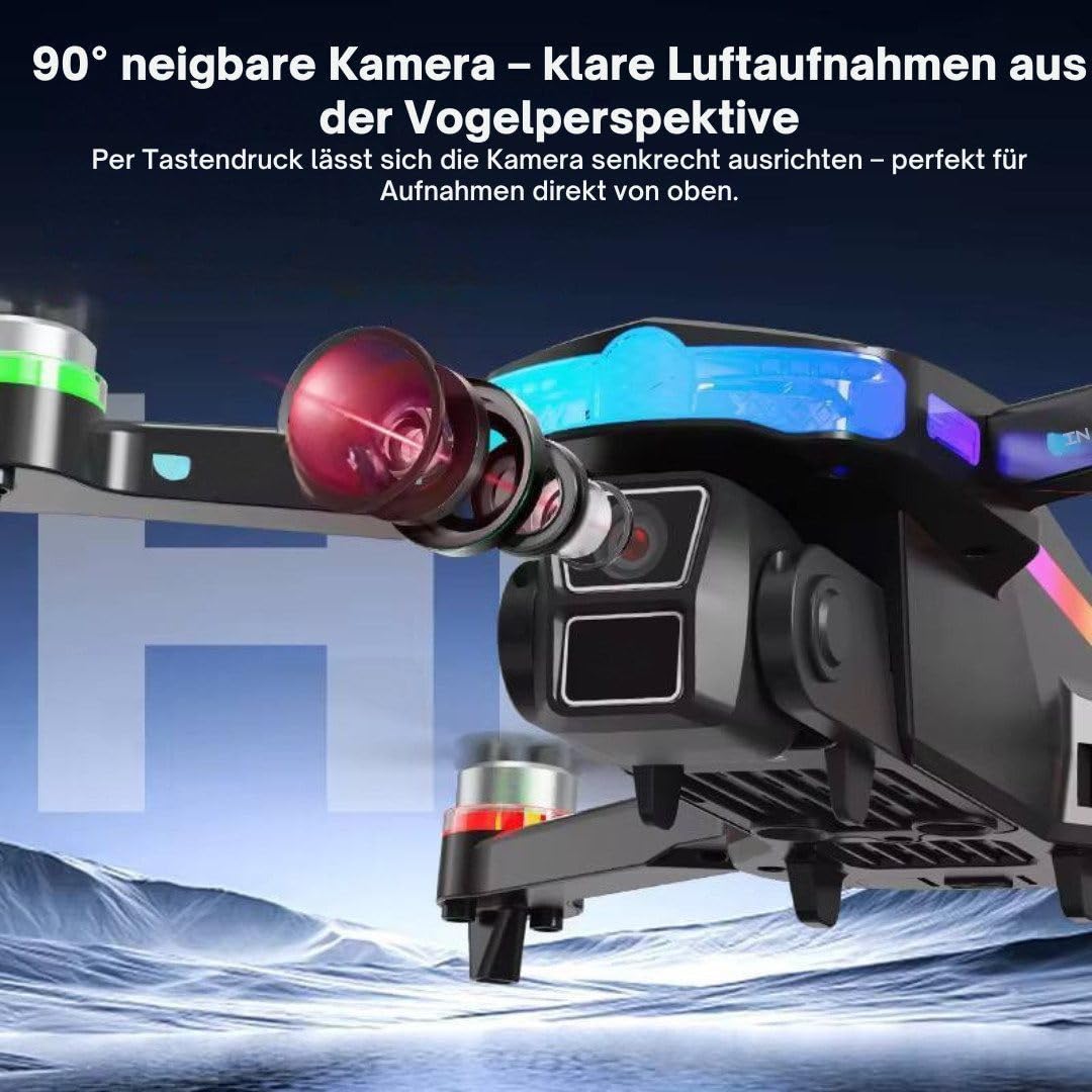 F177 Faltbare Drohne mit Kamera 1080P Full HD, 4,3'' Live-Display Controller, Elektrisch Neigbare 90° Kamera, Hinderniserkennung, Höhenhaltung, App & Fernsteuerung, RC Quadrocopter für