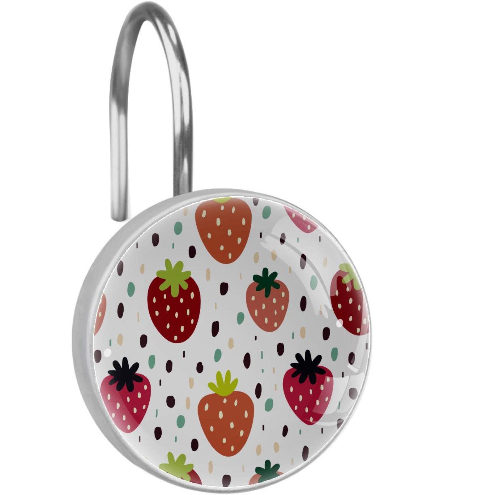 Crochets de douche acier inoxydable anti-rouille déco fraise pluie