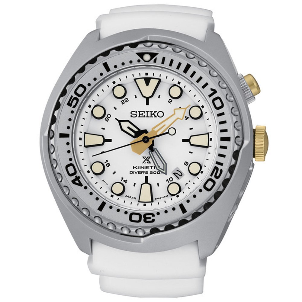 New Seiko SUN043 Prospex Kinetic GMT 50th Anniversary White Strap Men's Watch