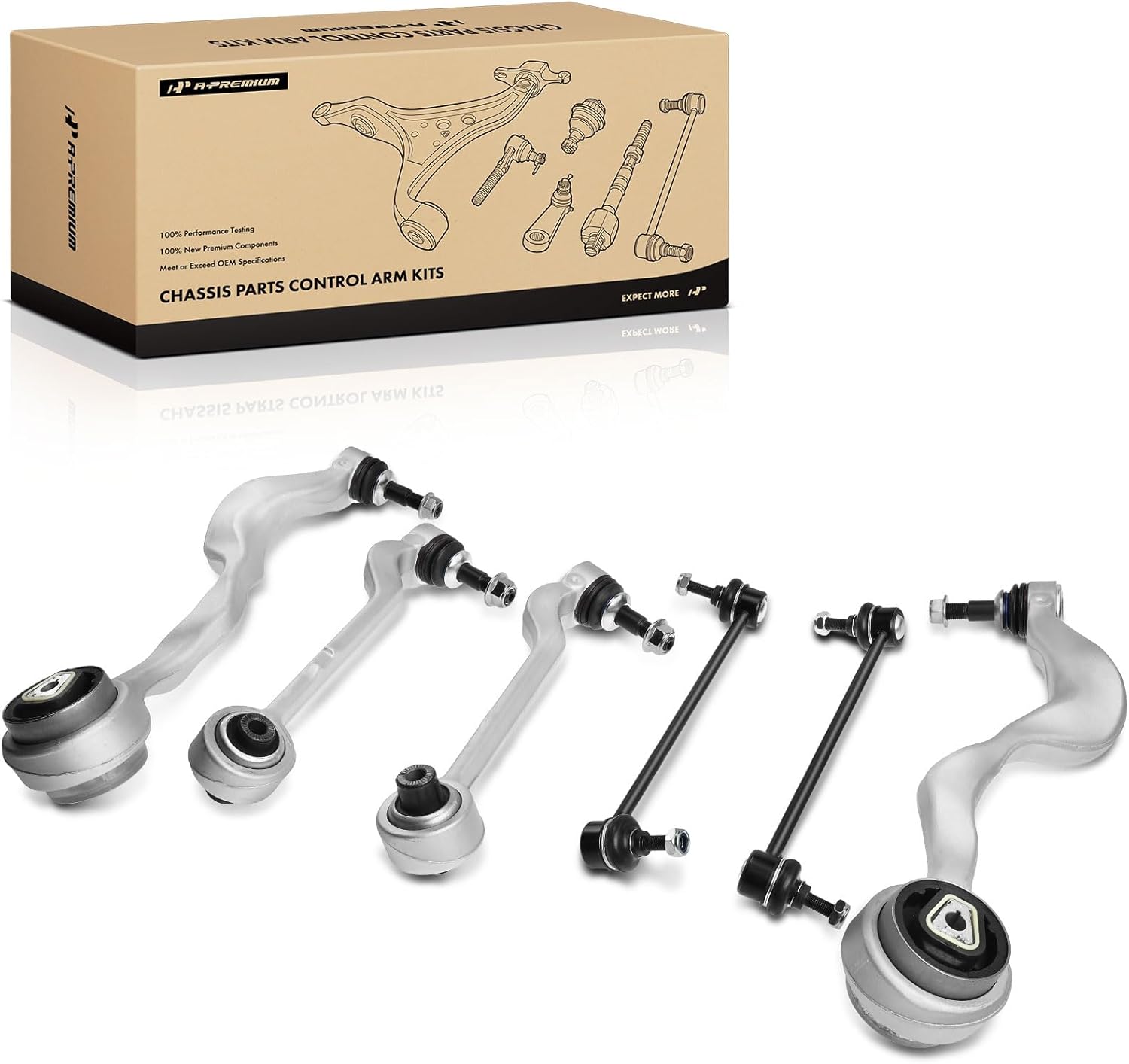 A-Premium Set of 6, Front Lower Control Arm, Sway Bar Link, Compatible with BMW 323i 2006-2010, 325i/330i 2006, 328i/335i 2007-2013, 335d 2009-2011, 335is 2011-2013, 128i/135i 2008-2013, X1 2013-2014