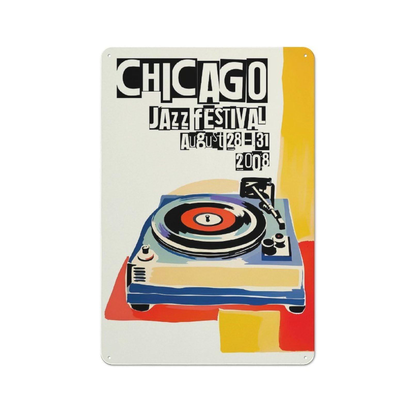 Junmoney Style-7 Chicago Jazz Festival Vintage Metal Plaque 30X20cm For Living Room Wall, Suited To Living Room Decor Lovers