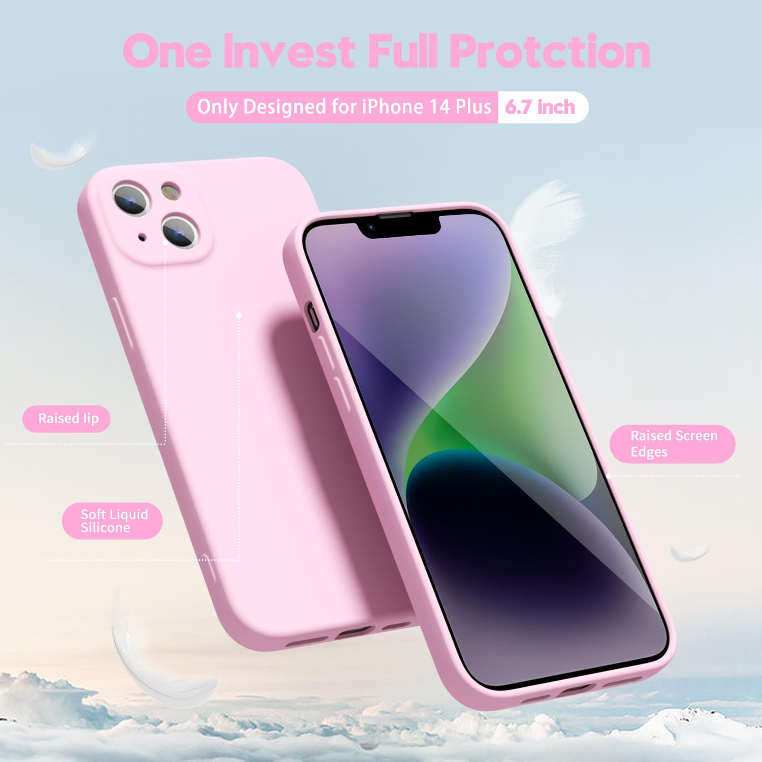 oakxco for iPhone 16 Pro Max Case Liquid Silicone, Soft Rubber Gel Elegant Aesthetic Basic Simple Cover, Cute Thin Slim TPU Matte Solid Color Plain Smooth Case for Women Girl, Light Pink — view 1350