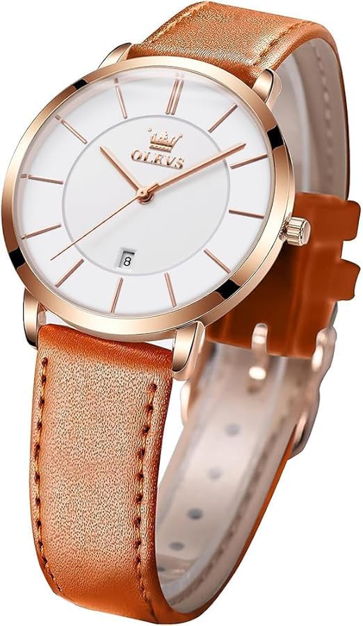 Image of OLEVS Womens Watch Minimalist Simple Slim Thin Original Analog Quartz Dress Wrist Watches Stainless Steel Mesh or Leather Strap Waterproof Watches for Ladies