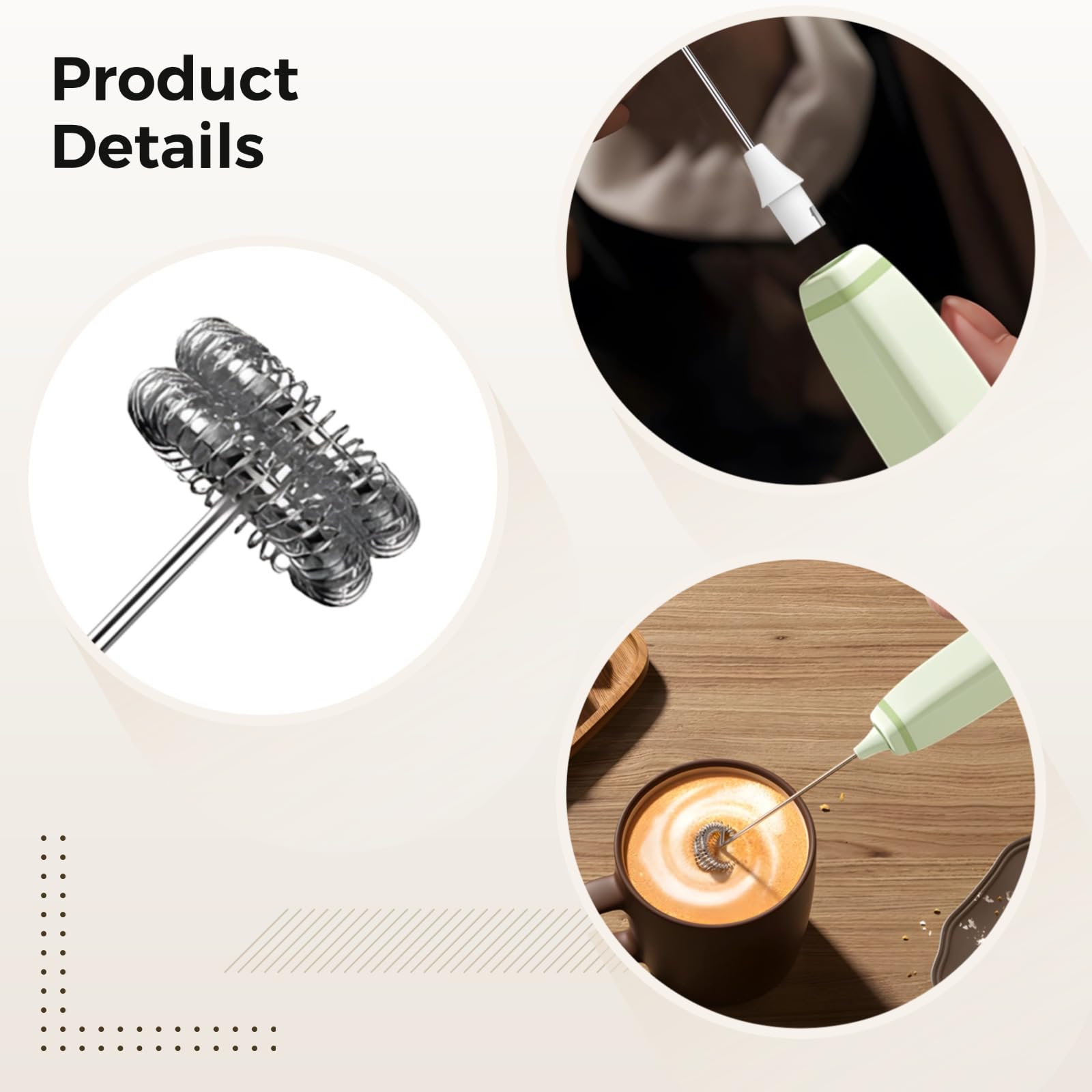 Montalatte portatile, senza fili, elettrico, per caffè e cottura, batteria integrata, display a LED, ricarica USB, include testa extra, design compatto nero, facile da trasportare