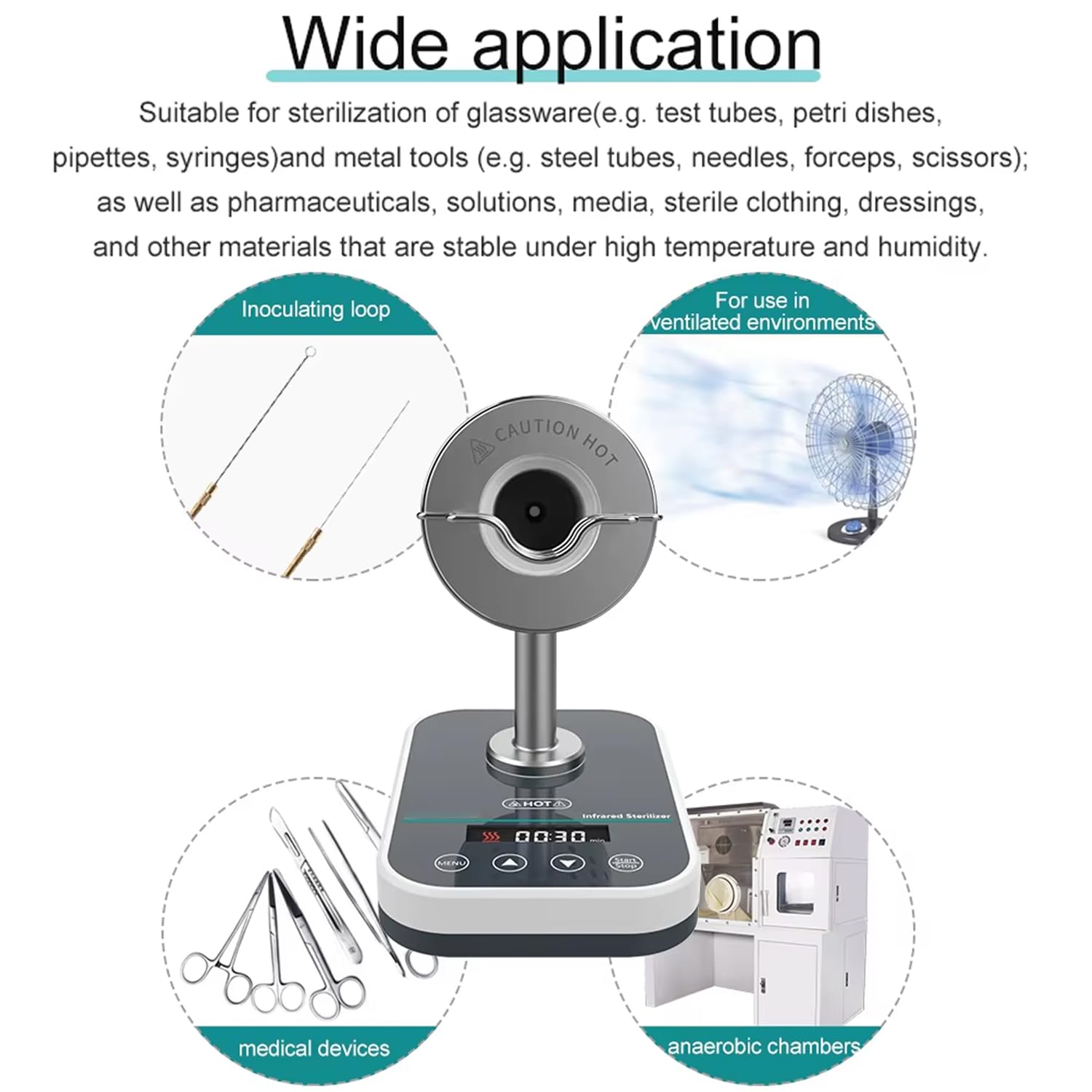 Sterilizzatore a Infrarossi da Laboratorio, Sterilizzatori per Autoclave, Temperatura Elevata 400°C/850°C, Sterilizzazione in 5-7 Secondi, Display Digitale LCD E Temporizzazione 0-8 Ore