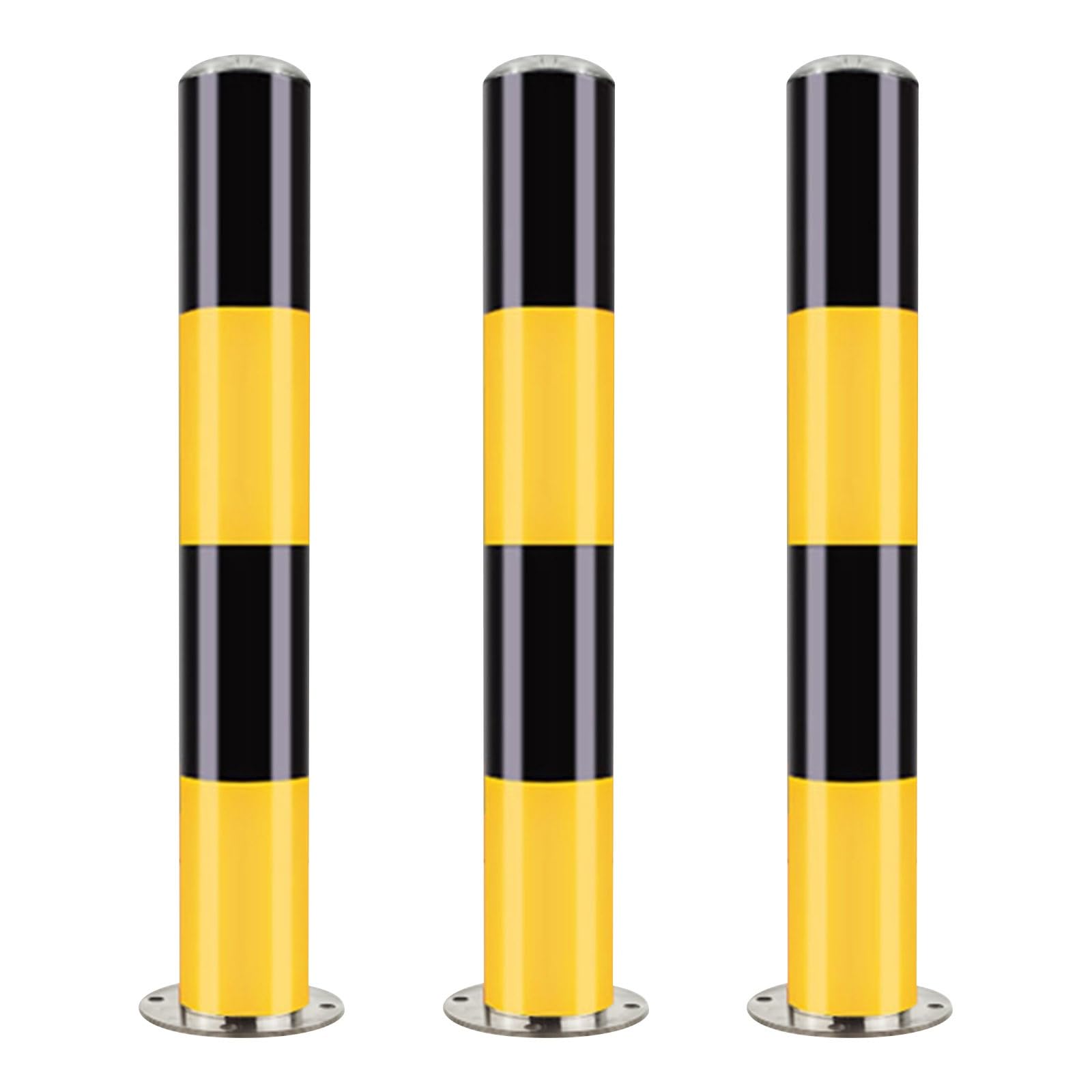 GTHTUHFD Set Of 4 Heavy Duty Black Safety Bollards - Driveway Parking Lot Ber Poles For Traffic Control & Road Safety - 75Cm X 7.6Cm,Black (3pcs)-75 * 7.6cm