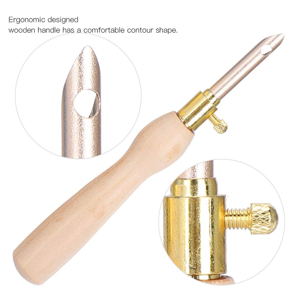 Pilipane Portable Wooden Handle Punch Needle Set, 4pcs Knitting Embroidery Pens for Sewing, Felting, and Personally Constructed Craft