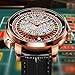 1.8 Inches Roulette Wheel Automatic Watches for Men, NH35A Movement Design Button Control, Sapphire Glass Automatically 50M Waterproof Mens Unique American Style Roulette, Mechanical Watch for Game Night (6628-Rhinestones Black)