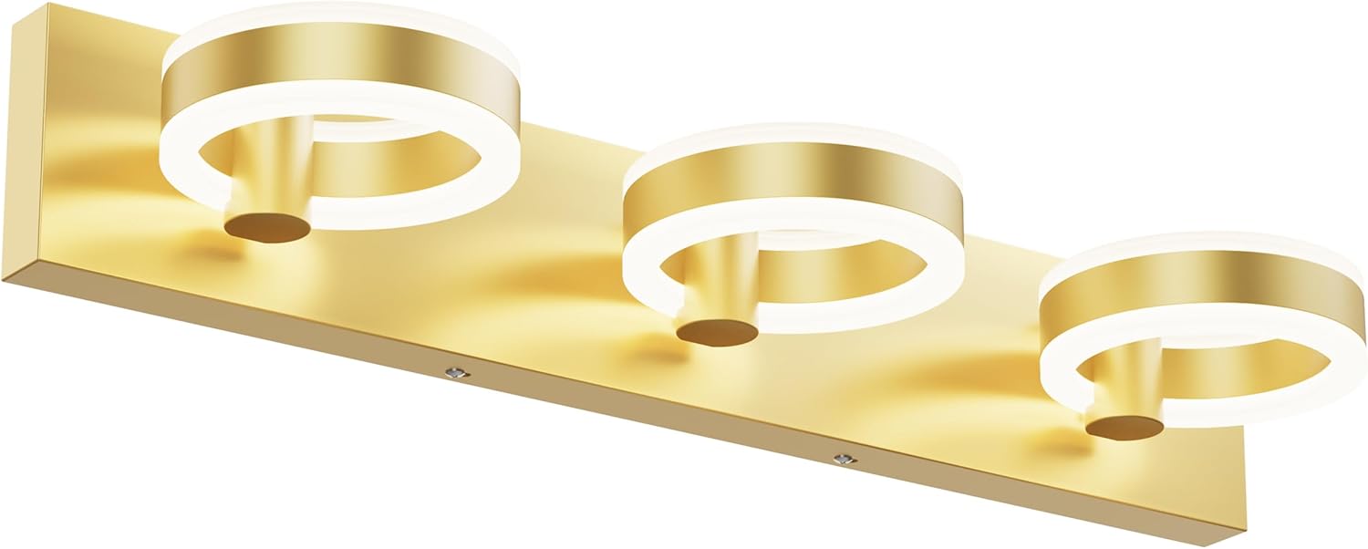 3 Light Bathroom Vanity Light Metallic Gold Vanity Light Acrylic LED Up and Down Dimmable Lighting 24 inch Bathroom Light Fixtures
