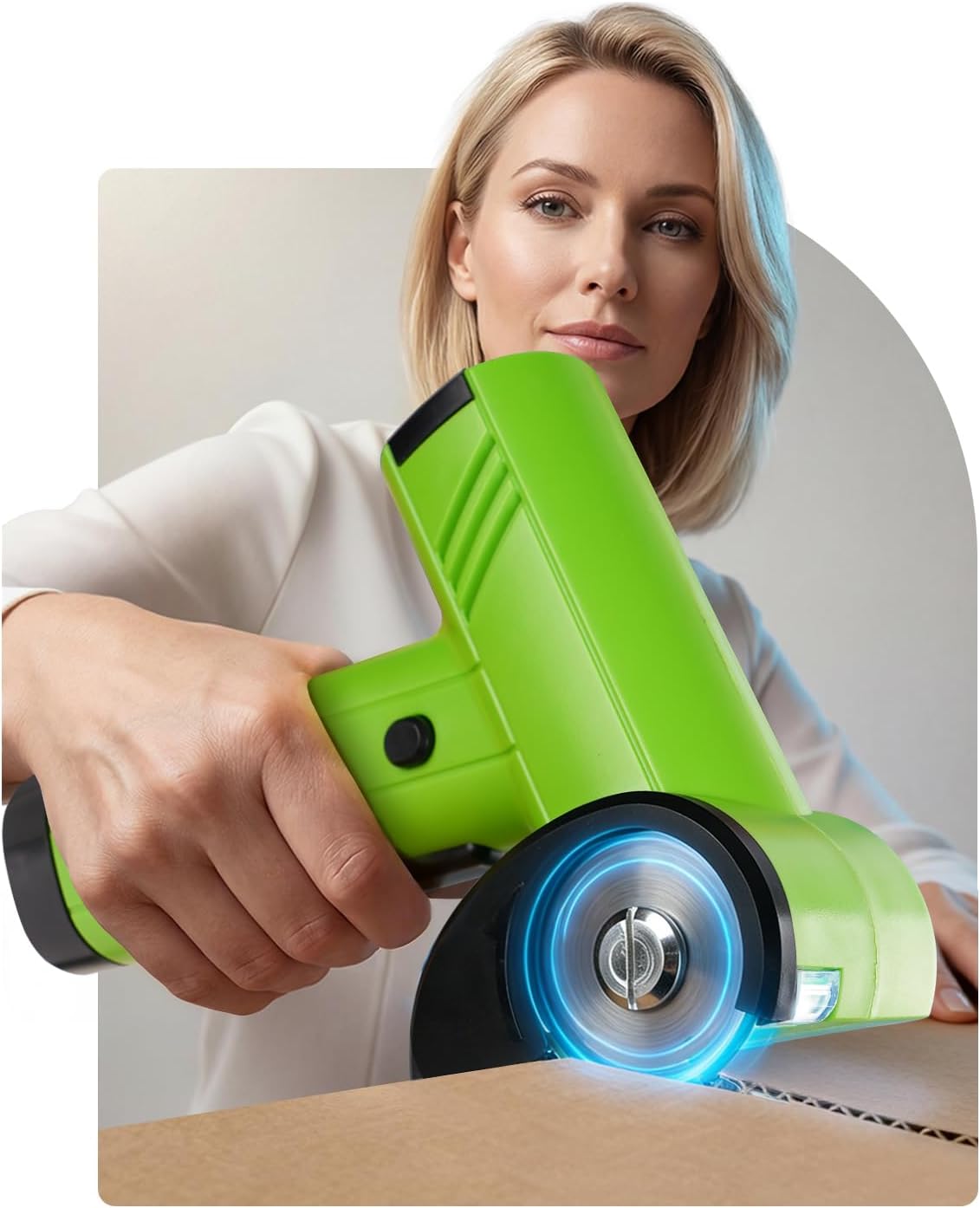 Cardboard Cutter Electric, 4-Speeds No-Jam Cutting & 60 Min Long-Lasting, Rotary Box Cutter for Fast Box Recycling, Ergonomic Power Scissors for Seniors, Women, Tailors, DIY Crafters (Green)