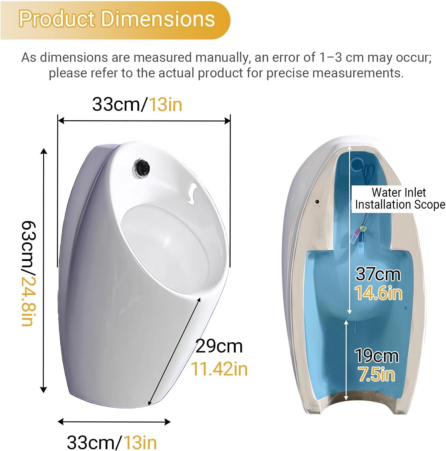 Wall-Mounted Automatic Sensor Flushing Urinal for Men's,Urinals for Spill,Intelligent Sensor Flush Male Urinal,for Small Bathrooms Restrooms(Floor-standing)