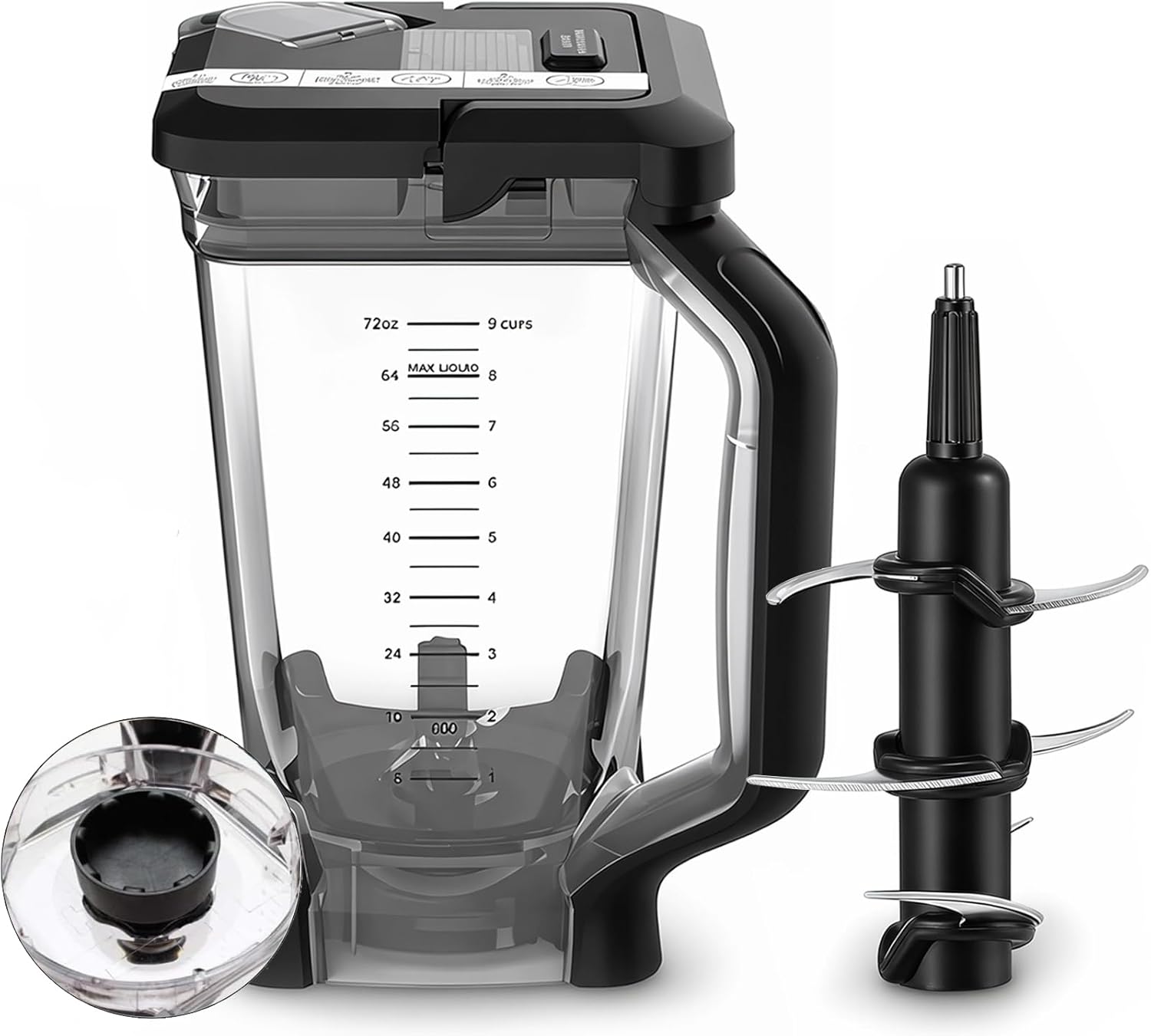 Replacement Parts Compatible with Ninja Blender - 72oz XL Replacement Pitcher with Lid and 6-Blade for Ninja BL660 BL770 BL771 BL773 BL740 BL780 Vaso de Licuadora Ninja Blender Cups Replacement