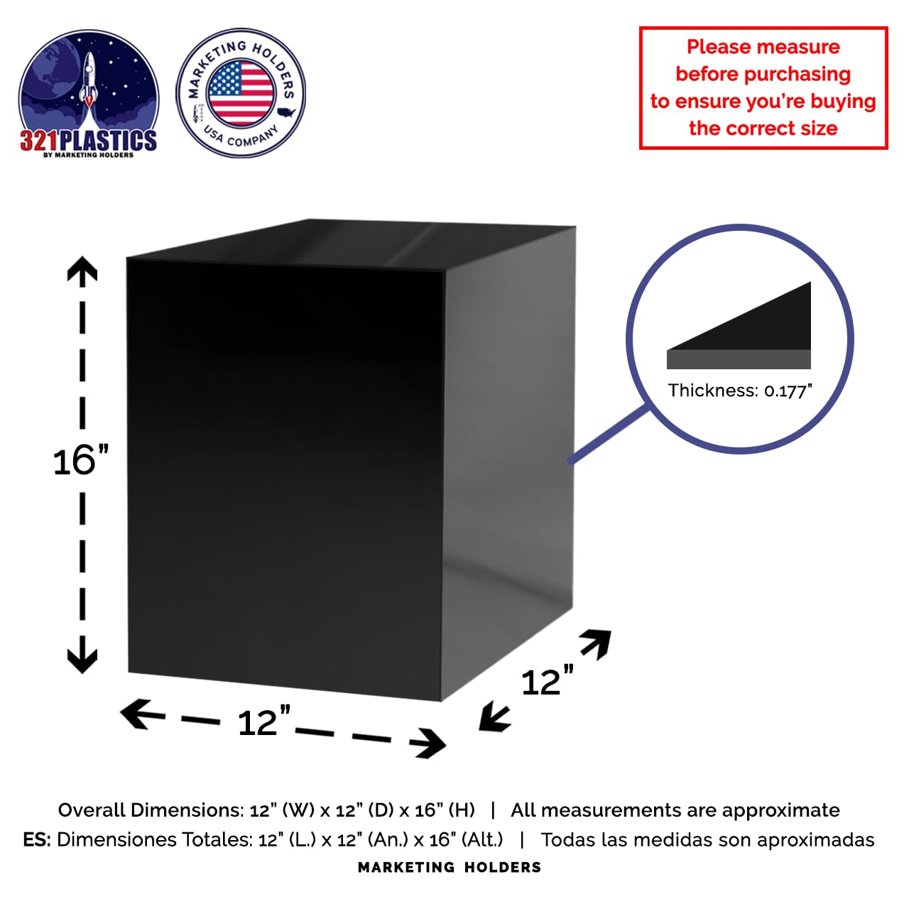 Amazon.com: Marketing Holders Black Pedestal Stand Tall Box 12