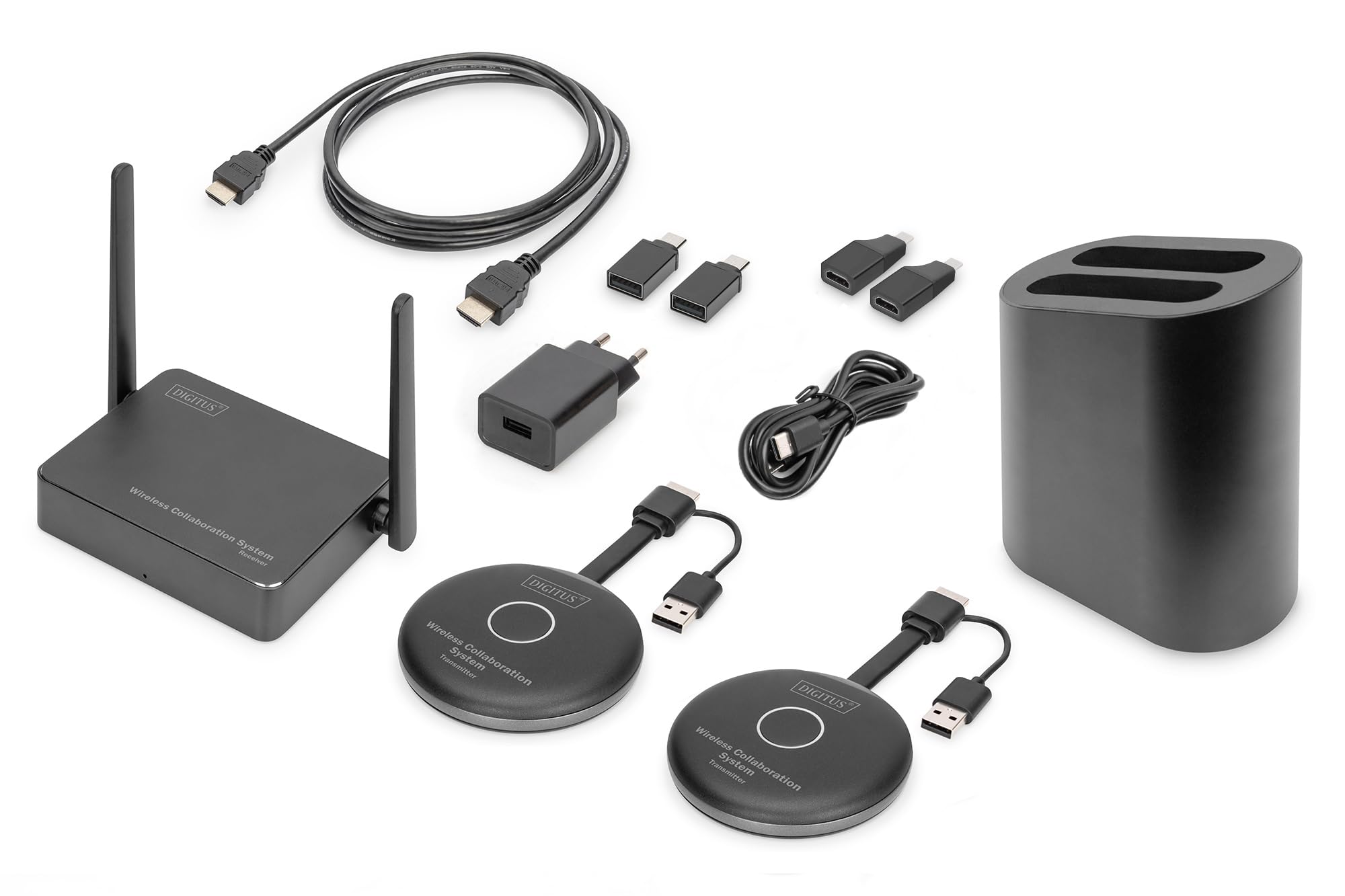 DIGITUS DS-55317 Click & Present Pro - Sistema di presentazione e collaborazione wireless - BYOD: laptop, tablet, smartphone - Nessuna app/driver richiesti - True Plug & Play - Nero