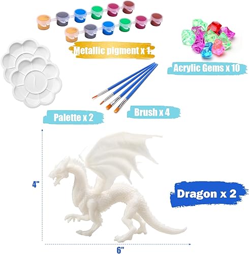Miniatura 8 de SOLDAY Juegos de pintura de Dragon Toys para niños, artes y manualidades de 3, 6, 5, 7, 9, 12 años, para pintar tus propias figuras pintables,