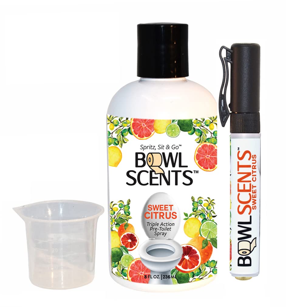 Bowl Scents Toilet Spray | Prevents Nasty Poop Smell | Easy to Use, Spritz Before You Sit (Citrus 8 oz)
