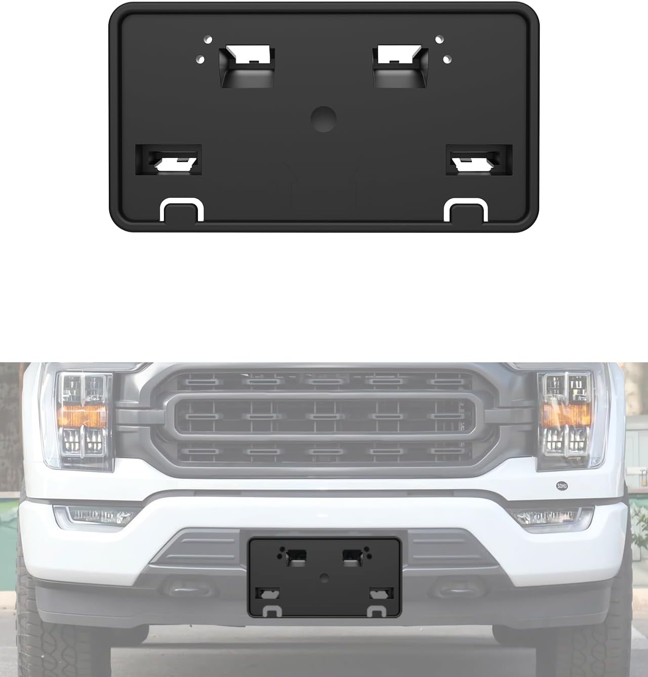 Front Bumper License Plate Bracket Holder Cover for 2024 2025 Ford F150 Accessories, 3.3L 5.0L Truck Black License Plate Frame, Replace #RL3Z-17A385-AA