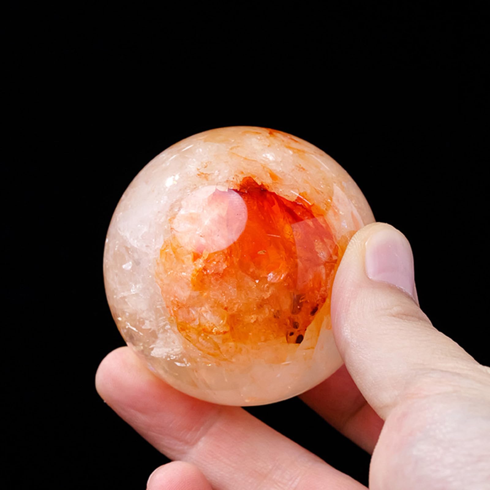 Bola de Cristal de Flor de Goma Roja Natural, Bola de Adivinación Pulida, Bola de Piedras Preciosas, Especímenes Minerales, Bola de Decoración para El Hogar y La Oficina,45~50mm