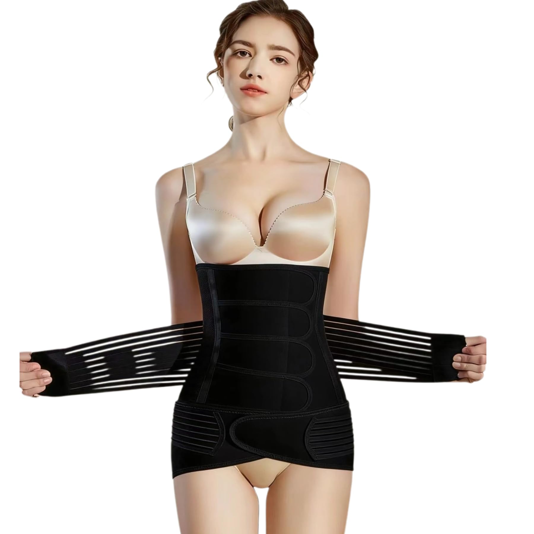 Luxalba Women's Black Control Belt + Pelvic Belt Postpartum Girdle Corset Recovery Belly Band Wrap Belt (, Xl)
