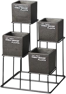 HEMOTON Vaso de Flores 4 unidades de plantador de cimento suculento vasos de flores quadrado vaso de flores com uma prateleira de metal de ferro