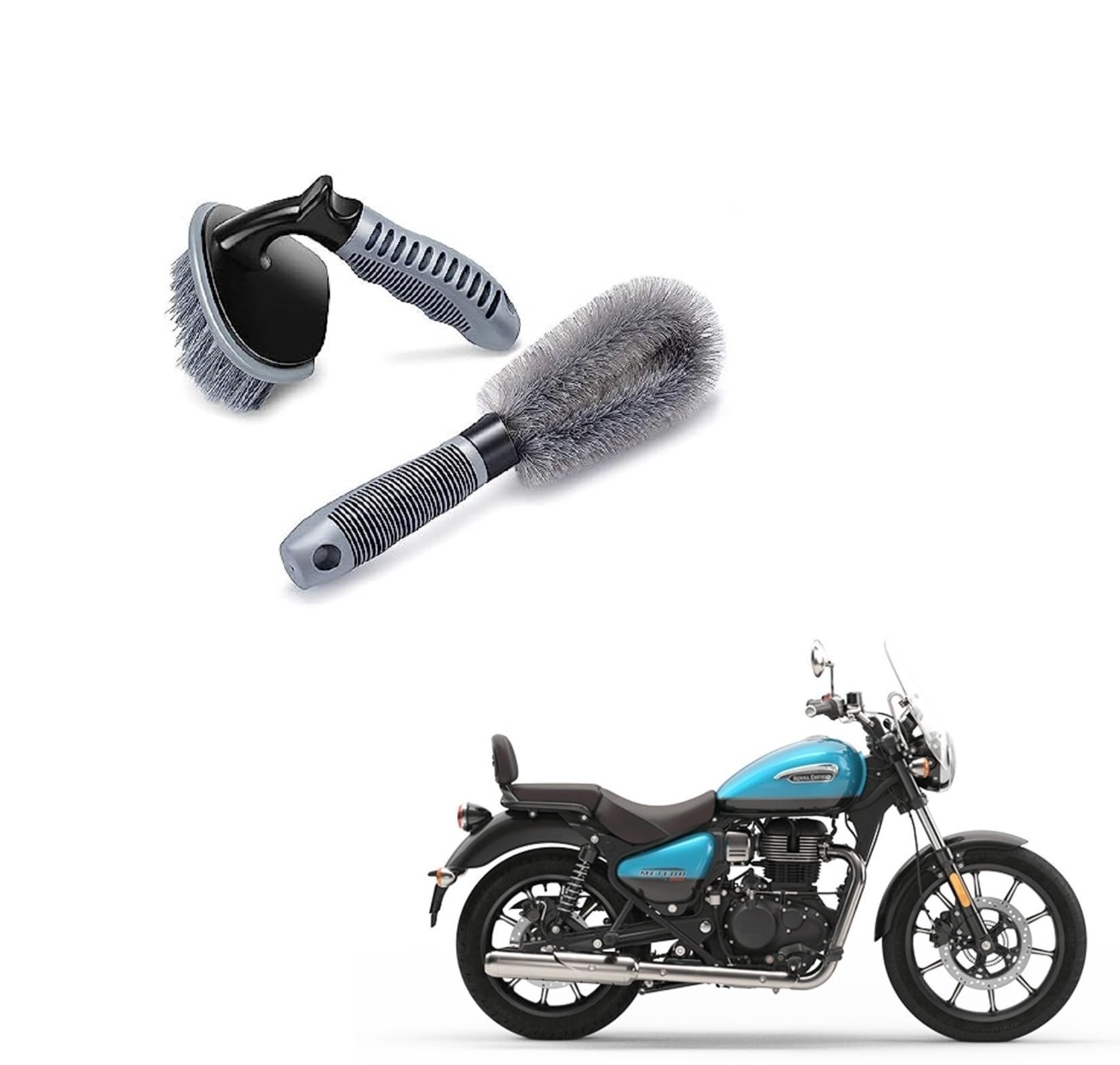 Kozdiko 2 Pcs Combo of Tyre Cleaning Brush and Hub Clean Brush | Car Motorcycle Wheel Tire Brush Rim Brush | Cleaning Tool Kit for Royal Enfield Meteor 350