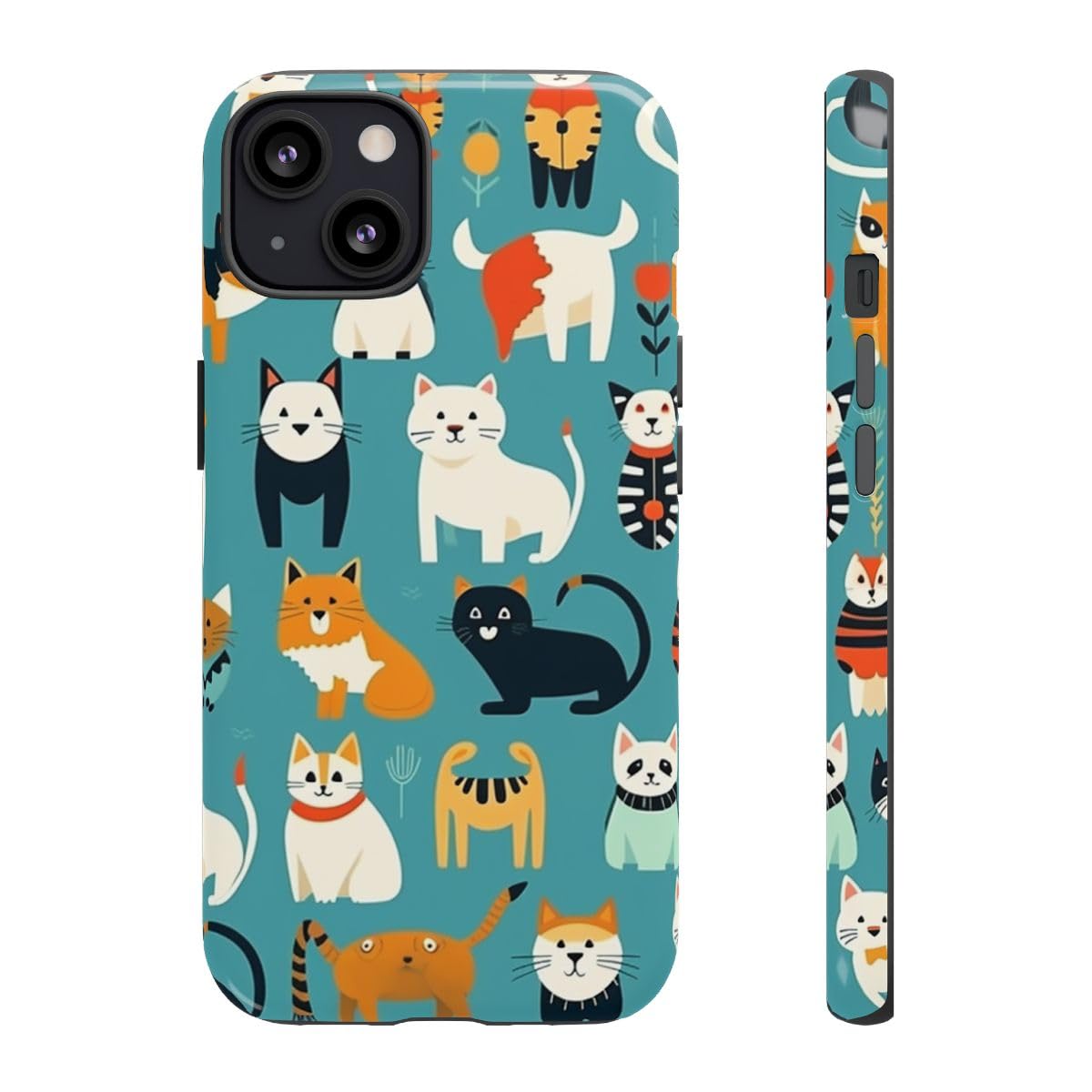 Coque iPhone 13 rigide chat coloré brillante protection téléphone portable Apple rigide - 3