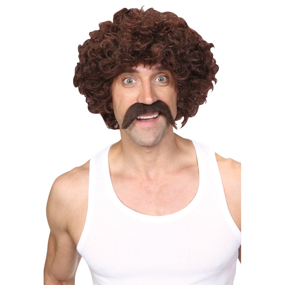 Adult Funny Athlete Fancy Dress Set (Wig & Tash)