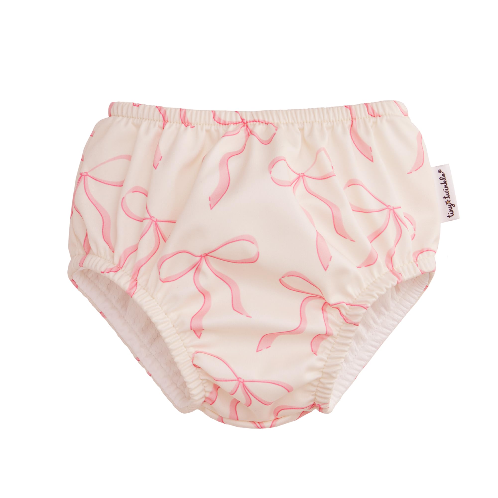 Tiny Twinkle Pull-Up Reusable Swim Diapers 2-Pack | Waterproof and UPF 50+ Sun Protection | Lightweight and Absorbent | Machine Washable(Raspberry Gingham,Bubblegum Bows,12-18M) - 4